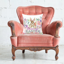 Load image into Gallery viewer, Floral Easter Bunny Throw Pillow