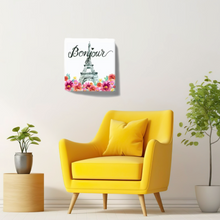 Load image into Gallery viewer, Paris Floral "Bonjour" Canvas Wraps