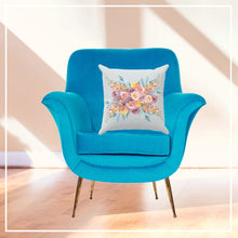 Load image into Gallery viewer, Gray Floral Bouquet Throw Pillow