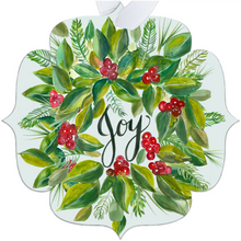 Load image into Gallery viewer, Christmas Wreath Joy Metal Ornaments