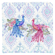 Load image into Gallery viewer, Blue & Pink Ikat Peacock Throw Pillow