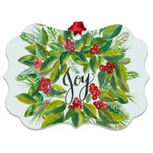 Load image into Gallery viewer, Christmas Wreath Joy Metal Ornaments