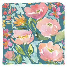 Load image into Gallery viewer, Teal Floral Throw Pillow