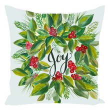 Load image into Gallery viewer, Christmas Wreath Joy Throw Pillow
