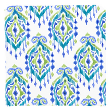 Load image into Gallery viewer, White, Blue & Green IKAT Throw Pillow- cover only