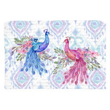 Load image into Gallery viewer, Blue & Pink Ikat Peacock Throw Pillow
