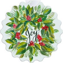 Load image into Gallery viewer, Christmas Wreath Joy Metal Ornaments