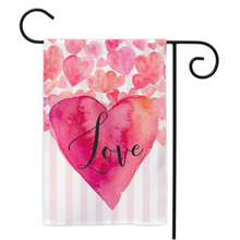 Load image into Gallery viewer, "LOVE" Pink Heart & Stripes Yard Flag