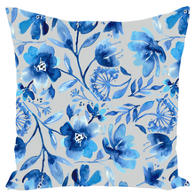 Load image into Gallery viewer, Blue Floral Design Throw Pillow