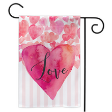 Load image into Gallery viewer, "LOVE" Pink Heart & Stripes Yard Flag