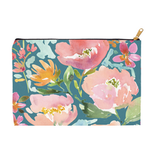 Load image into Gallery viewer, Teal Floral Accessory Pouch