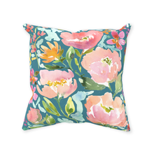Load image into Gallery viewer, Teal Floral Throw Pillow