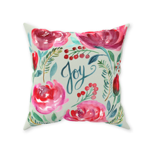 Load image into Gallery viewer, Floral Christmas Joy Throw Pillow