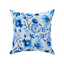 Load image into Gallery viewer, Blue Floral Design Throw Pillow