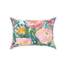 Load image into Gallery viewer, Teal Floral Throw Pillow