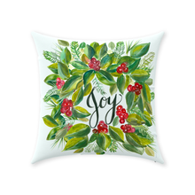 Load image into Gallery viewer, Christmas Wreath Joy Throw Pillow