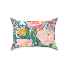 Load image into Gallery viewer, Teal Floral Throw Pillow