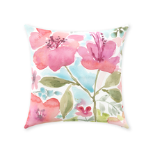 Load image into Gallery viewer, Pink Floral Watercolor Throw Pillow