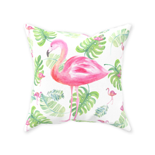 Load image into Gallery viewer, Flamingo Palm Throw Pillow