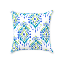 Load image into Gallery viewer, White, Blue & Green IKAT Throw Pillow