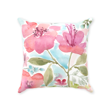 Load image into Gallery viewer, Pink Floral Watercolor Throw Pillow