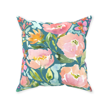 Load image into Gallery viewer, Teal Floral Throw Pillow