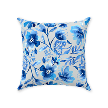 Load image into Gallery viewer, Blue Floral Design Throw Pillow
