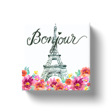 Load image into Gallery viewer, Paris Floral "Bonjour" Canvas Wraps