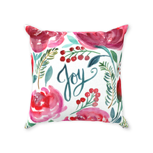 Load image into Gallery viewer, Rose Christmas "Joy" Flower Throw Pillow