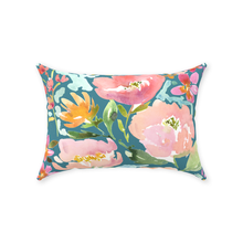 Load image into Gallery viewer, Teal Floral Throw Pillow