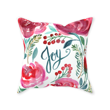 Load image into Gallery viewer, Rose Christmas "Joy" Flower Throw Pillow