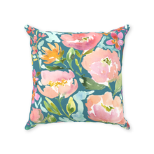 Load image into Gallery viewer, Teal Floral Throw Pillow