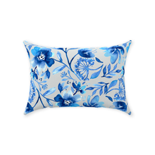 Load image into Gallery viewer, Blue Floral Design Throw Pillow