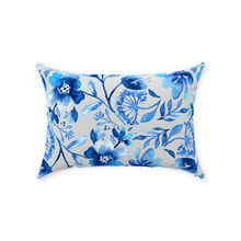 Load image into Gallery viewer, Blue Floral Design Throw Pillow