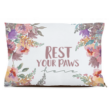 Load image into Gallery viewer, Rest you Paws Here - Grey floral Dog/Pet Bed - Fleece /