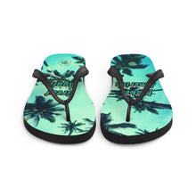 Load image into Gallery viewer, Make America Great again flip flops with palm trees
