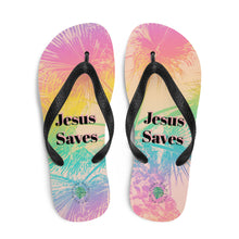 Load image into Gallery viewer, Jesus Saves Tropical Flip-Flops