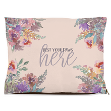 Load image into Gallery viewer, Pink Floral &quot;Rest your paws Here&quot; Dog Bed
