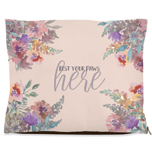Load image into Gallery viewer, Pink Floral &quot;Rest your paws Here&quot; Dog Bed
