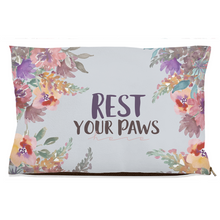 Load image into Gallery viewer, Gray Floral &quot;Rest your Paws here&quot; Dog Bed
