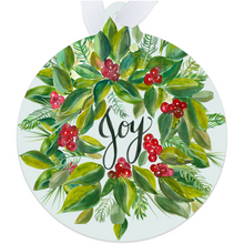 Load image into Gallery viewer, Christmas Wreath Joy Metal Ornaments
