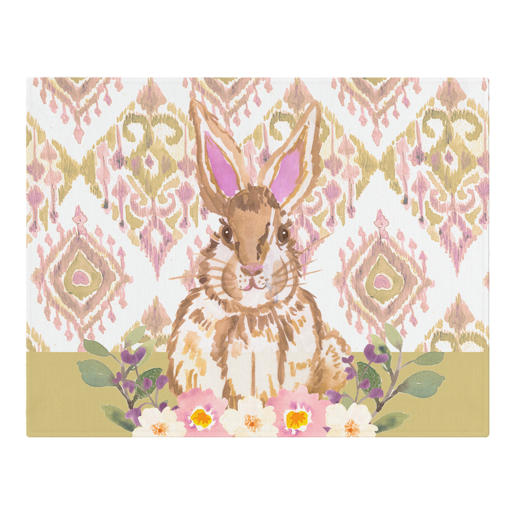 Golden Blush Easter Bunny Ikat Woven Placemat