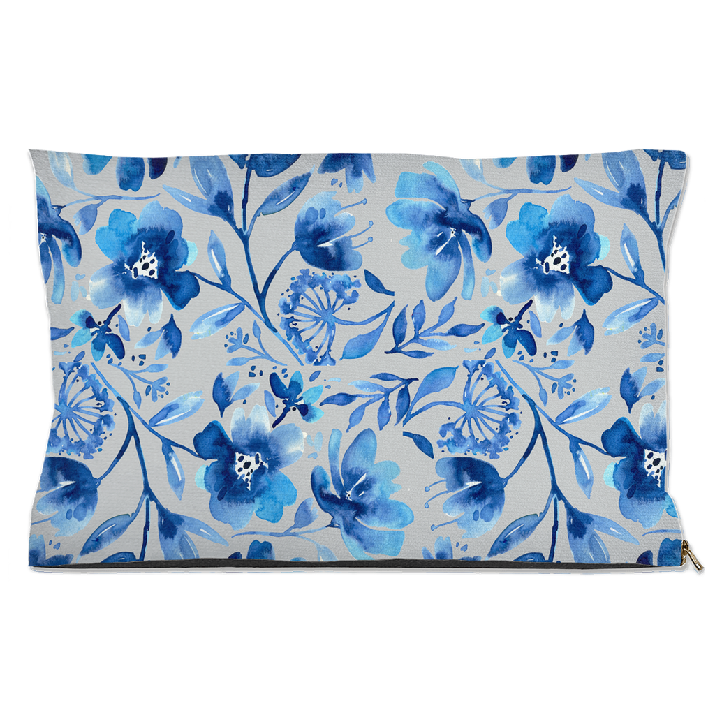 Navy Blue Floral Dog Bed