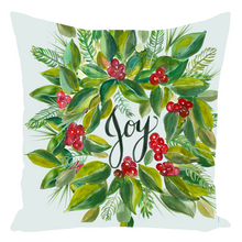 Load image into Gallery viewer, Christmas Wreath Joy Throw Pillow
