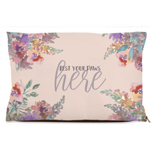 Load image into Gallery viewer, Pink Floral &quot;Rest your paws Here&quot; Dog Bed
