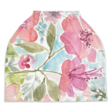 Load image into Gallery viewer, Pink Floral Water Color Nursing &amp; Car seat Cover
