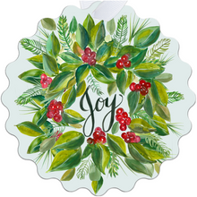 Load image into Gallery viewer, Christmas Wreath Joy Metal Ornaments
