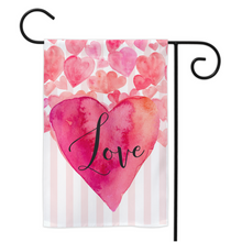 Load image into Gallery viewer, &quot;LOVE&quot; Pink Heart &amp; Stripes Yard Flag
