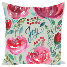 Load image into Gallery viewer, Floral Christmas Joy Throw Pillow
