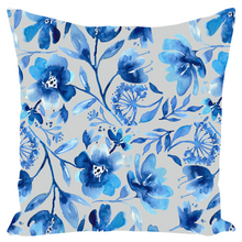 Load image into Gallery viewer, Blue Floral Design Throw Pillow
